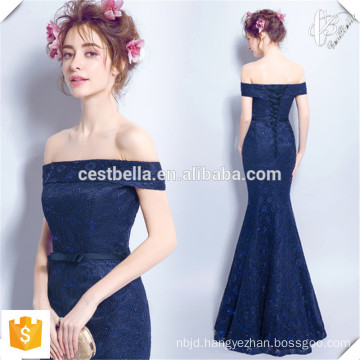 Navy Blue Jersey Cap Sleeve Slim Mermaid Gown Glamorous Formal Evening Gowns Long Evening Party Dresses